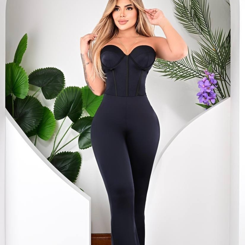Elegant Black Strapless Jumpsuit